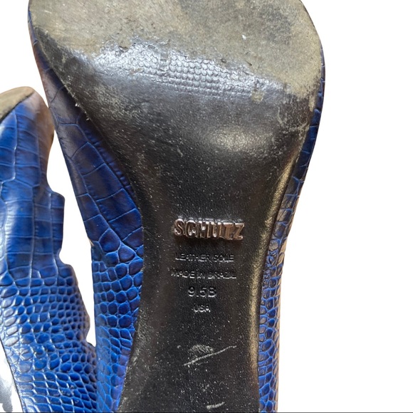 Schutz Blue Croc Leather Lace Up Ankle Booties 9.5 - Picture 5 of 8